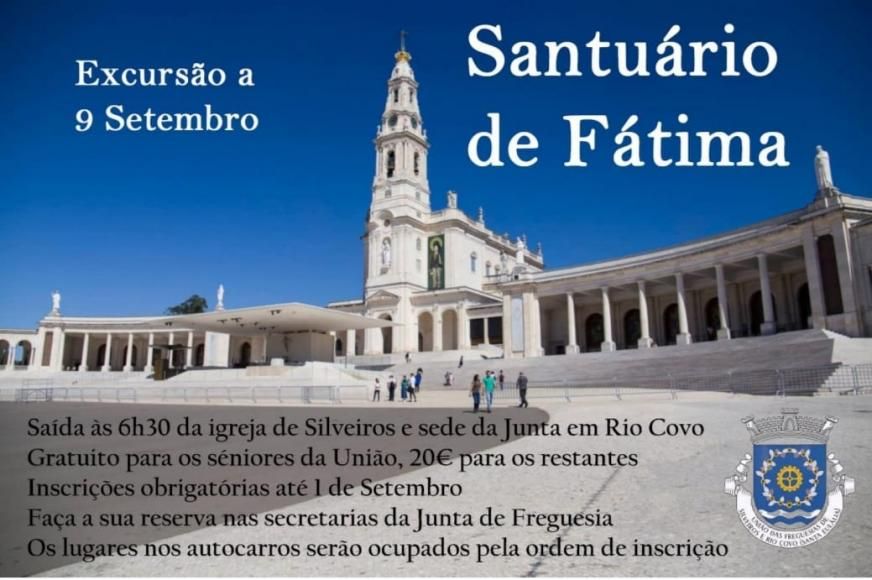 Excurs&atilde;o a F&aacute;tima dia 9 de setembro
