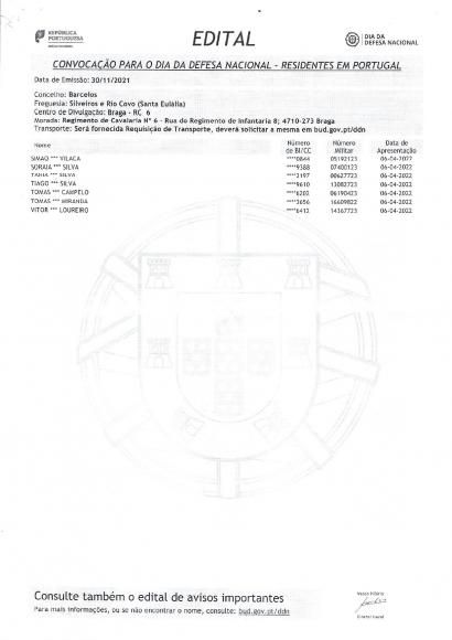 Edital de convoca&ccedil;&atilde;o do Dia da Defesa Nacional (cont.)