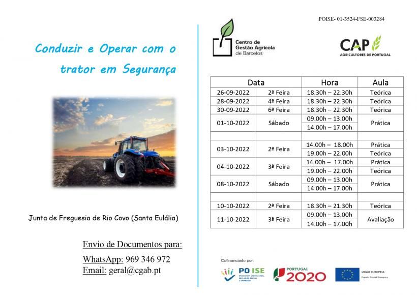 curso "Conduzir e operar com o trator em seguran&ccedil;a"
